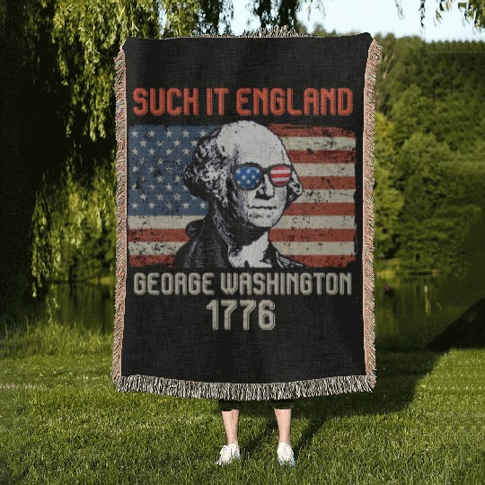 Suck it England George Washington 1776 USA Woven Blankets