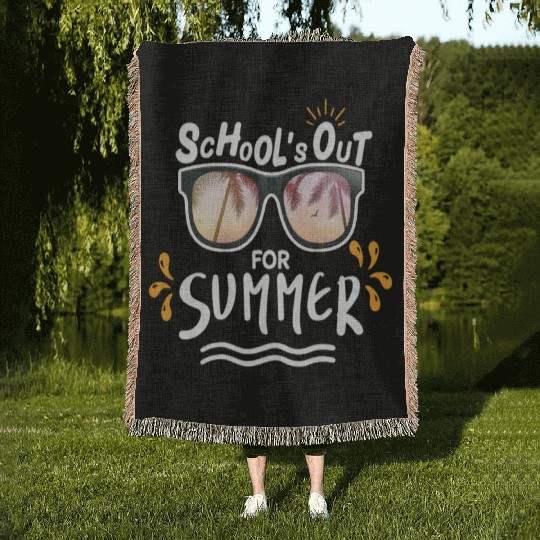 Last Day Of School Teacher Schools Out For Summer Woven Blankets