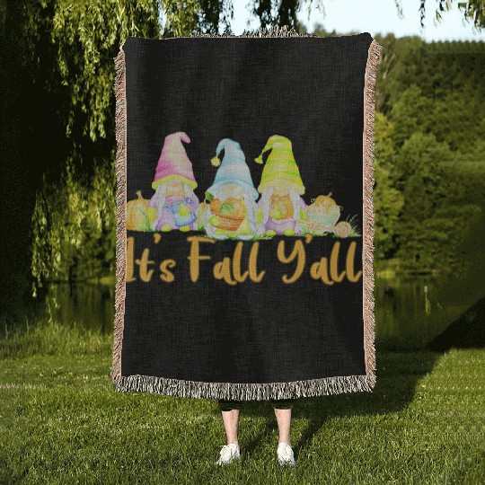 It's Fall Y'all Elf Autumn Gnome Cute Woven Blankets