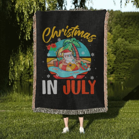 Christmas In July Hawaiian Santa Relaxing On Woven Blankets