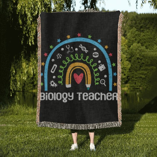 Biology Teacher Rainbow Biologist Back To School Woven Blankets
