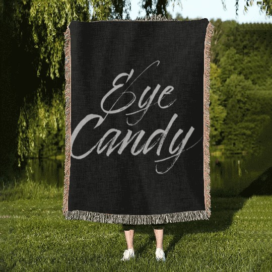 eye candy white Woven Blankets