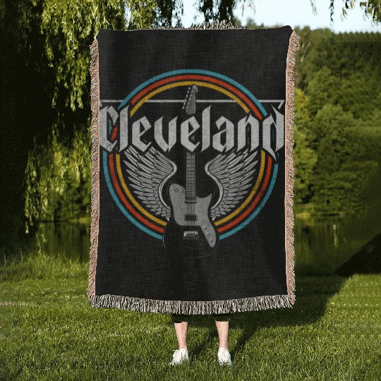 Cleveland Ohio Rock Music Woven Blankets