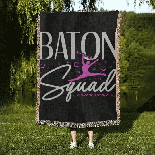 Baton Squad Baton Twirler Majorette Dance Woven Blankets
