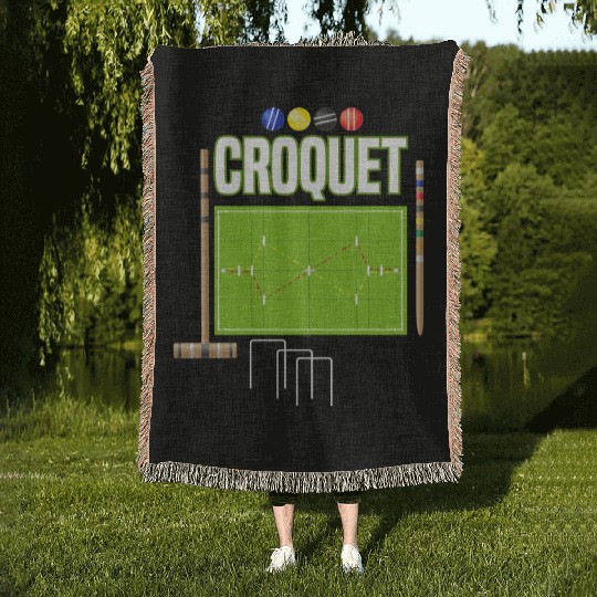 Croquet Player Garden Croquet Golf Sport Woven Blankets