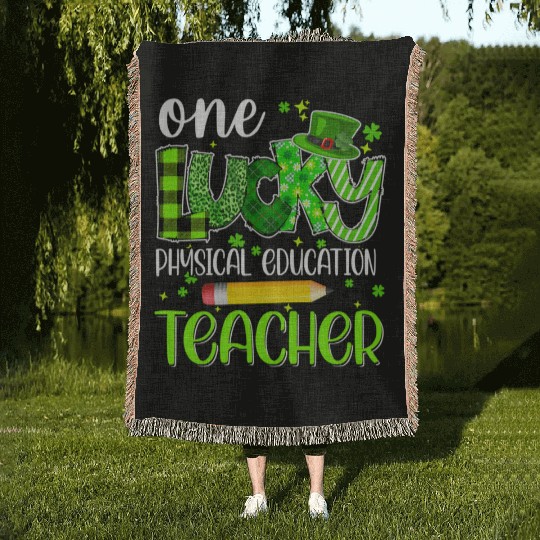 One Lucky Physical Education Teacher Pencil St Woven Blankets