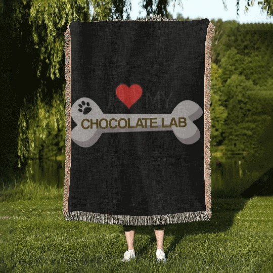 Chocolate Labrador - I Love My Chocolate Lab Woven Blankets