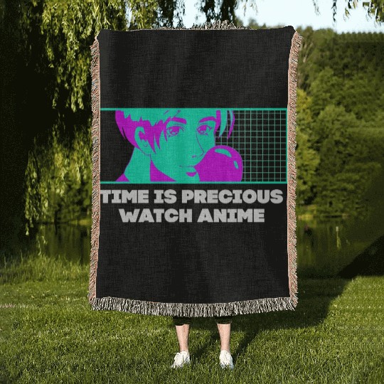 Time Is Precious Watch Anime Kawaii Japanese Cute Woven Blankets