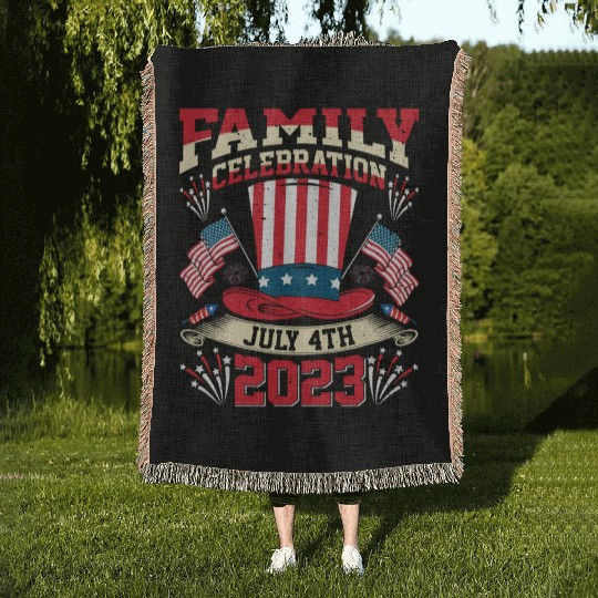 4th July 2023 Family Celebration Independence Day Woven Blankets