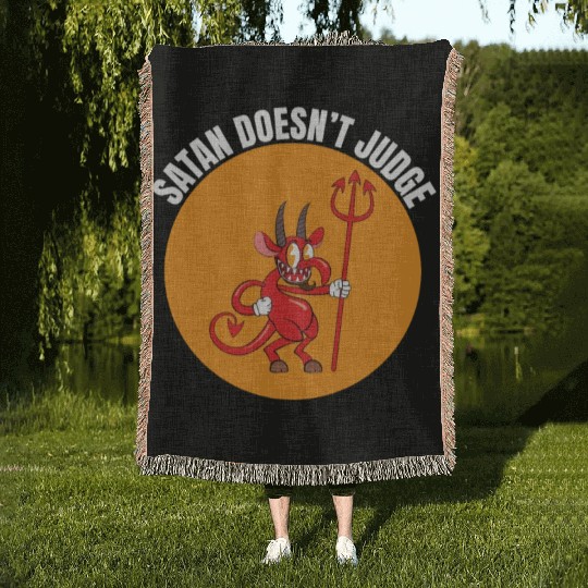 Funny Hail Gay Satan Lgbt Goth Gay Pride Baphomet Woven Blankets
