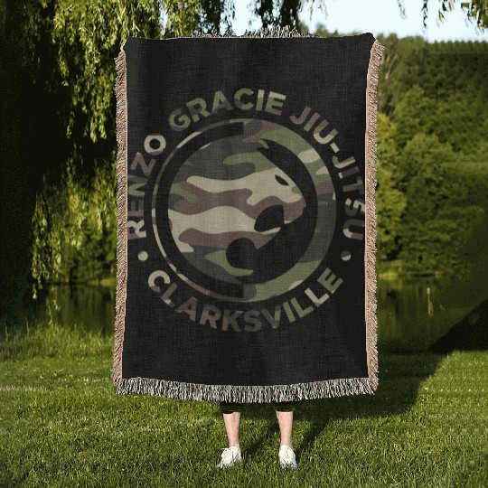 Renzo Gracie Jiu-Jitsu Clarksville Camouflage Logo Woven Blankets