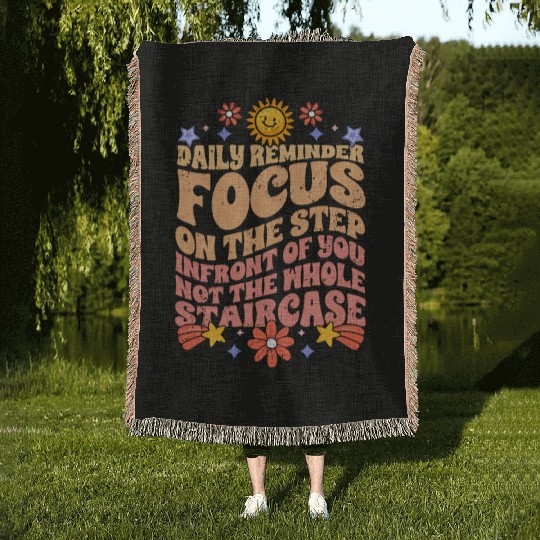 Groovy Daily Reminder Positive Affirmation Woven Blankets
