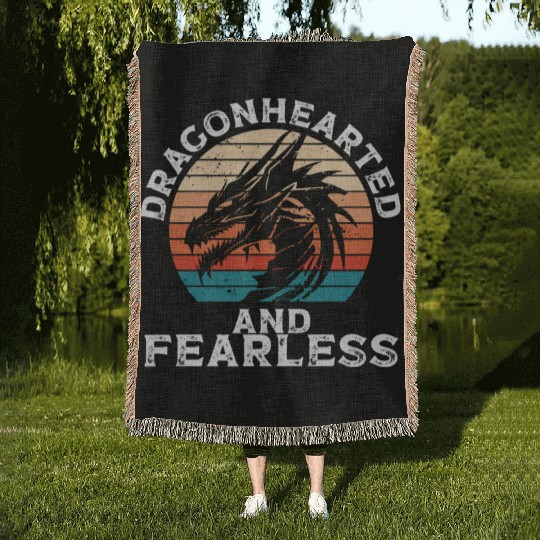 Dragonhearted and fearless Woven Blankets