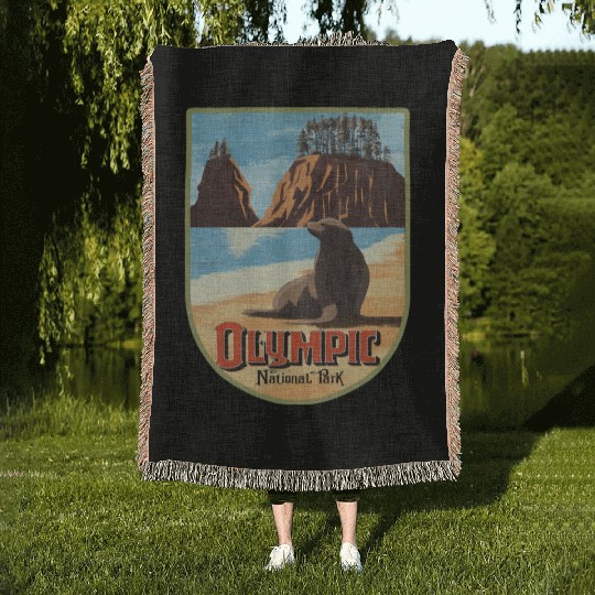 olympic national park Woven Blankets