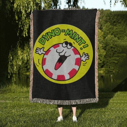 Vintage Scratch And Sniff Sticker Peppermint Dyno- Woven Blankets