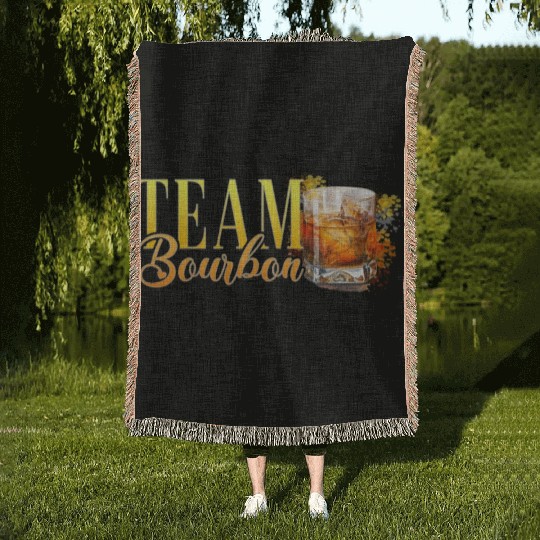 Team Bourbon Stag Party Women Bartender Woven Blankets