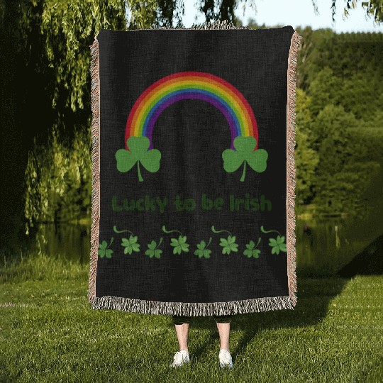 Lucky to be Irish green Woven Blankets