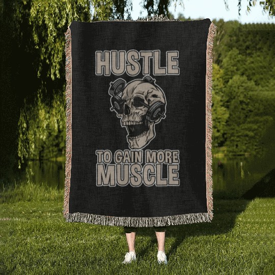 Hustle To Gain More Muscle 2 Woven Blankets