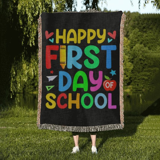 Happy First Day Of School Teacher Student Back To Woven Blankets