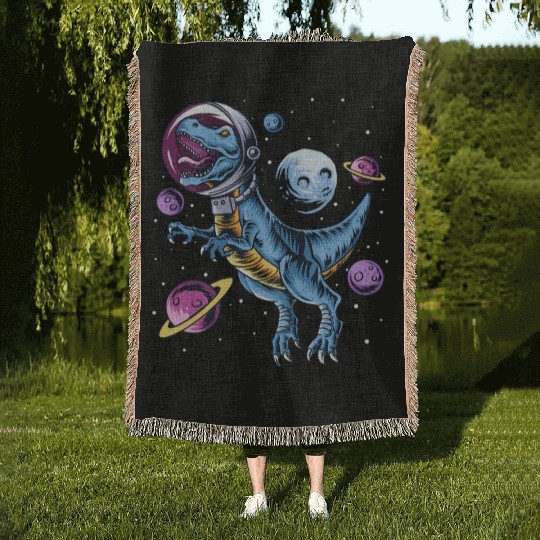 Dinosaur Astronauts Science Fiction Science Woven Blankets
