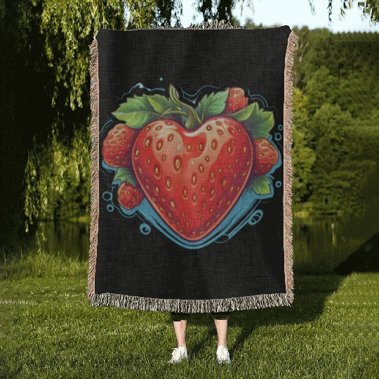 Strawberry Feeling Berry Good Fruitarian Fruit Woven Blankets