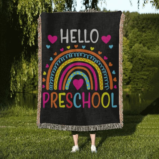 Hello Preschool Back To School Pre-K Teacher Woven Blankets