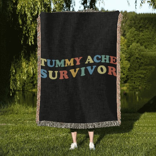 Stomach Ache Tummy Ache Survivor Woven Blankets