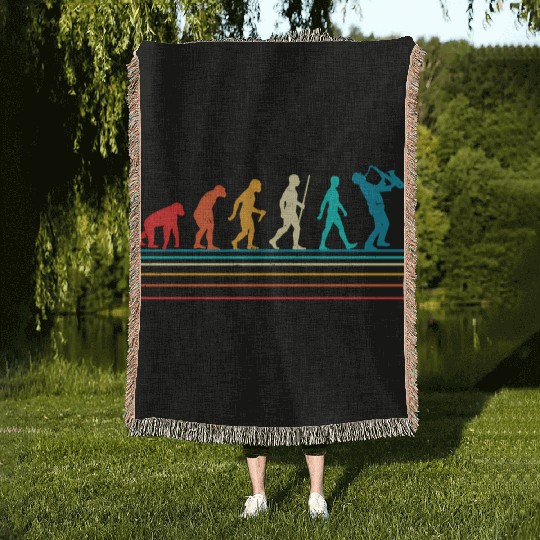 Saxophone Retro Vintage Evolution Of Woven Blankets