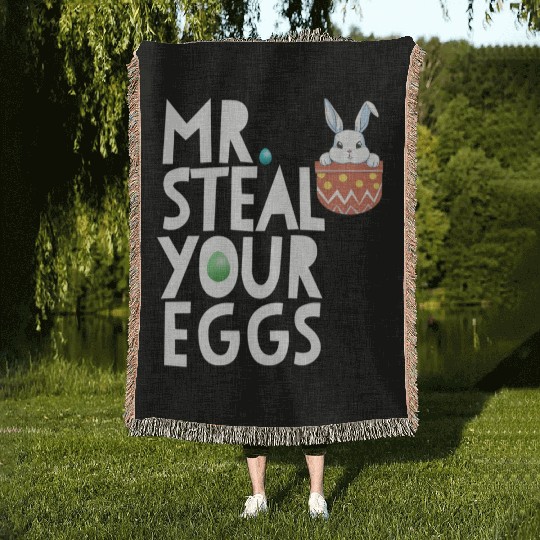 Mr Steal Your Eggs Easter Sunday Easter Woven Blankets