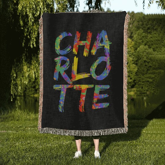 Charlotte Artwork Colorful Rainbow Carolina Woven Blankets