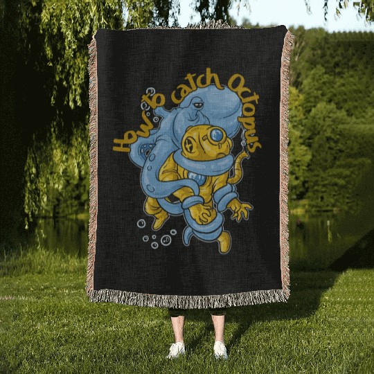 Deep Diver Octopi How To Catch Octopus Woven Blankets