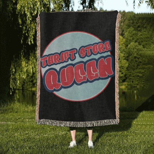 Thrift Store Queen red blue Woven Blankets