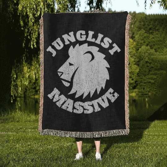 Junglist Music DnB EDM Drum N Bass Lion Woven Blankets