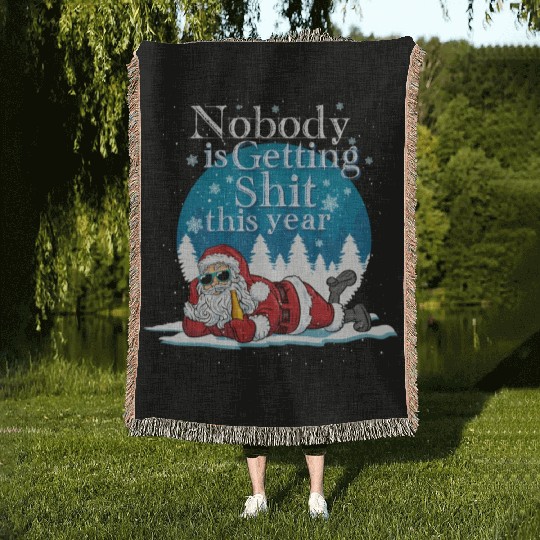 Santa 2020 Claus Ugly Bad Santa Woven Blankets