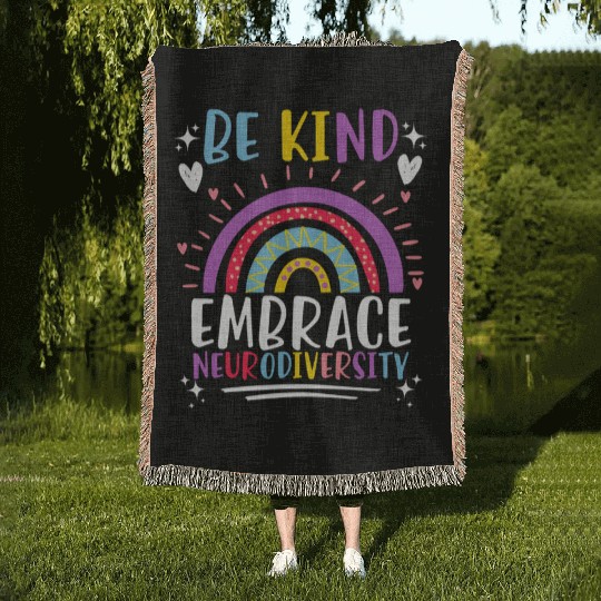 Be Kind Embrace Neurodiversity Awareness Woven Blankets