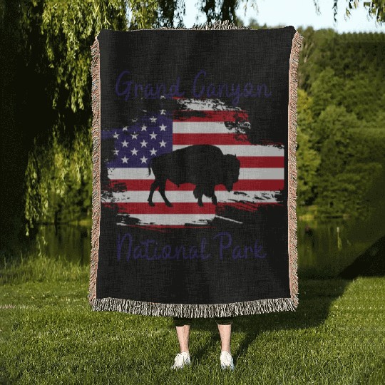 grand canyon national park buffalo Woven Blankets gifts