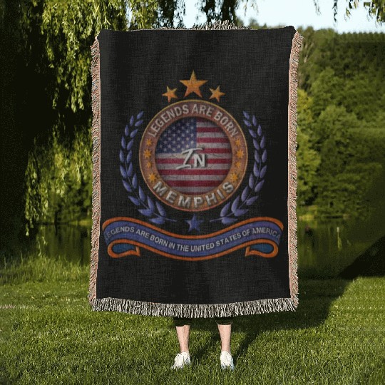 Legends of Memphis Tennessee Retro USA Flag Woven Blankets