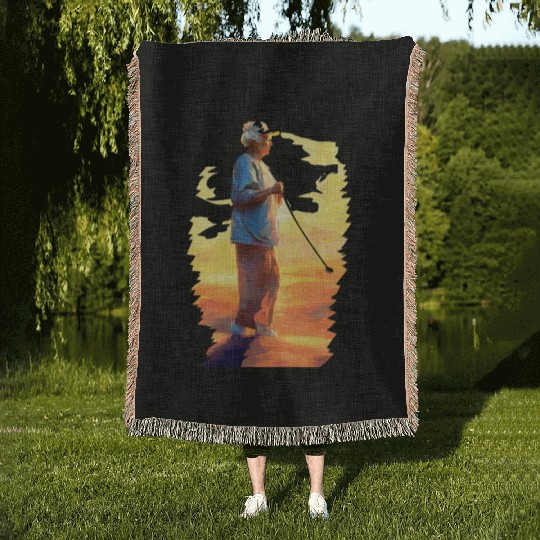 Golfer Grandma Grandmother Golf Player Golfing Woven Blankets