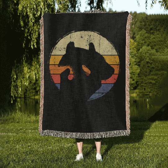Animal Shadows bear Woven Blankets
