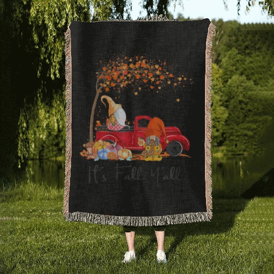 It's Fall Y'all Girls Fall Vibes Autumn Leaves Woven Blankets