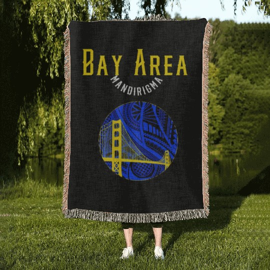 San Francisco Bay Area Bridge Polynesian Warrior T Woven Blankets