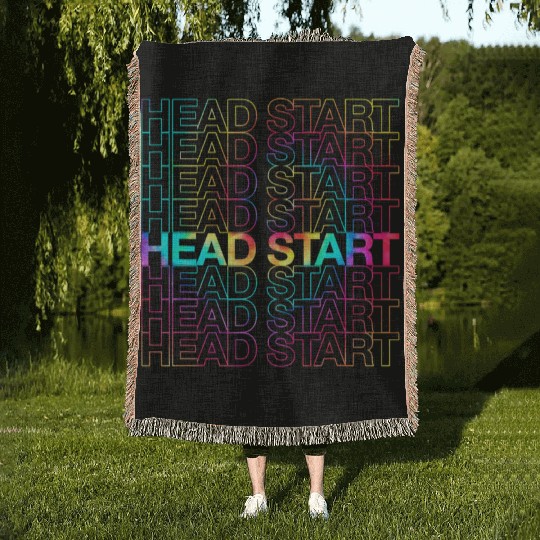 Rainbow Tie Dye Head Start Team Back To School Woven Blankets