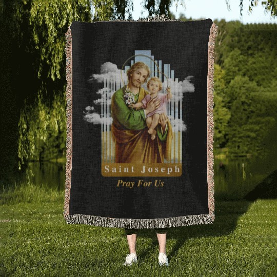 Saint Joseph Catholic Church St Joseph With Infant Woven Blankets