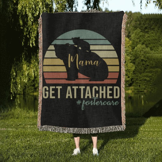 Get Attached Foster Care Mom Mama Bear Cub Woven Blankets