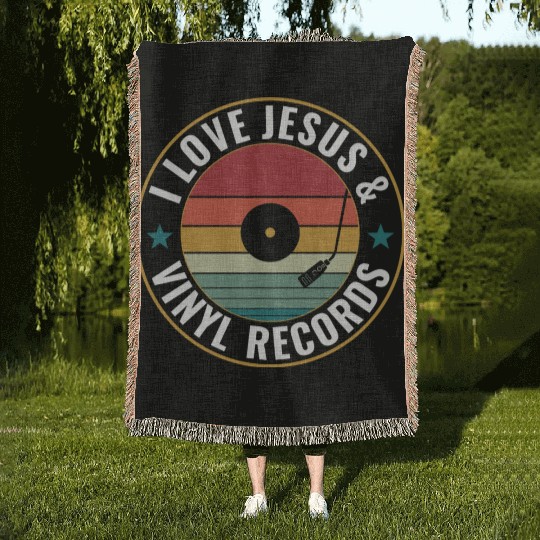 I Love Jesus And Vinyl Records Funny Vinyl Lover Woven Blankets