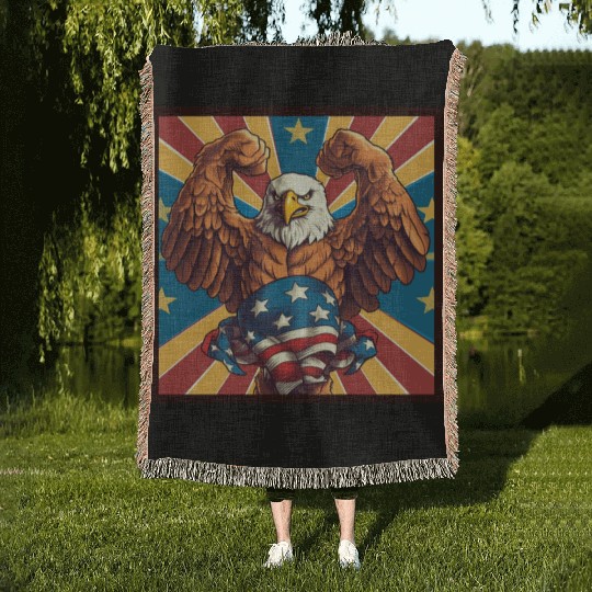 Swole-fest in the United States (4th of July) Woven Blankets