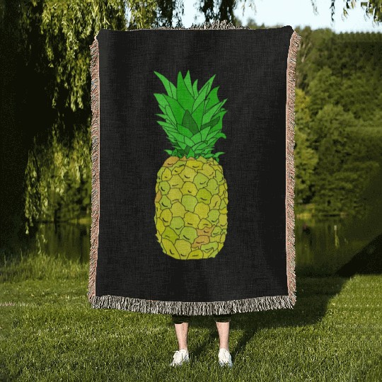 Pineapple Pun Illustration Woven Blankets