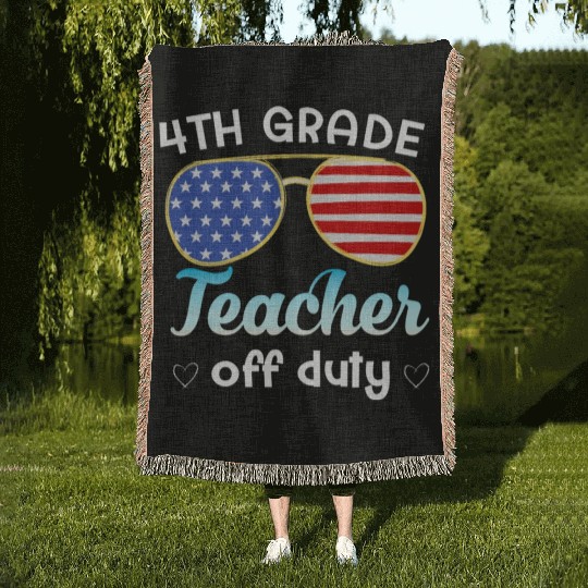 4th grade teacher off duty Woven Blankets