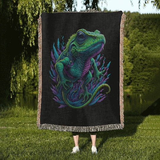 Neon Lizard Colourful Woven Blankets
