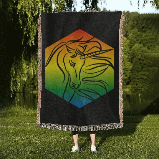 Rainbow Unicorn Silhouette | TTRPG Pride Woven Blankets